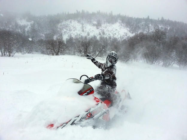 overcast snowmobiling
